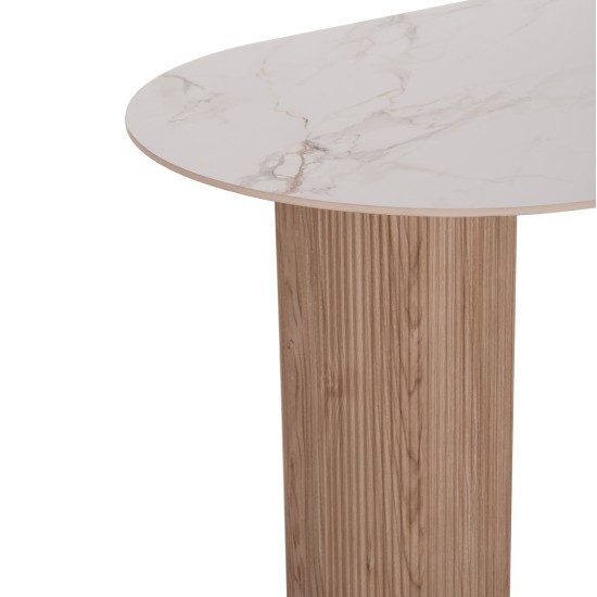 ΤΡΑΠΕΖΙ ΤΡΑΠΕΖΑΡΙΑΣ MELLOW HM18416 MDF ΠΟΔΙΑ ΣΕ ΦΥΣΙΚΟ--ΚΕΡΑΜΙΚΟ TOP 180x90x76Υεκ.