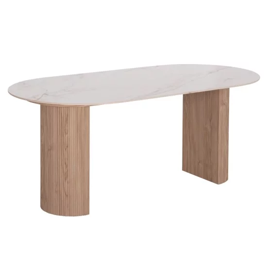 ΤΡΑΠΕΖΙ ΤΡΑΠΕΖΑΡΙΑΣ MELLOW HM18416 MDF ΠΟΔΙΑ ΣΕ ΦΥΣΙΚΟ--ΚΕΡΑΜΙΚΟ TOP 180x90x76Υεκ.