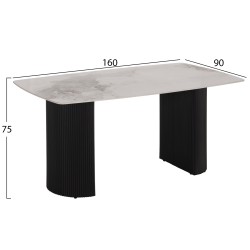 ΤΡΑΠΕΖΙ ΤΡΑΠΕΖΑΡΙΑΣ MINAO HM18418 MDF ΠΟΔΙΑ ΣΕ ΣΚΟΥΡΟ ΓΚΡΙ--ΚΕΡΑΜΙΚΟ TOP 160x90x75Υεκ