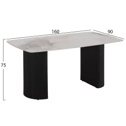 ΤΡΑΠΕΖΙ ΤΡΑΠΕΖΑΡΙΑΣ MINAO HM18418 MDF ΠΟΔΙΑ ΣΕ ΣΚΟΥΡΟ ΓΚΡΙ--ΚΕΡΑΜΙΚΟ TOP 160x90x75Υεκ