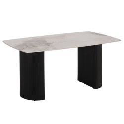 ΤΡΑΠΕΖΙ ΤΡΑΠΕΖΑΡΙΑΣ MINAO HM18418 MDF ΠΟΔΙΑ ΣΕ ΣΚΟΥΡΟ ΓΚΡΙ--ΚΕΡΑΜΙΚΟ TOP 160x90x75Υεκ
