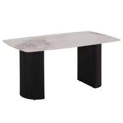 ΤΡΑΠΕΖΙ ΤΡΑΠΕΖΑΡΙΑΣ MINAO HM18418 MDF ΠΟΔΙΑ ΣΕ ΣΚΟΥΡΟ ΓΚΡΙ--ΚΕΡΑΜΙΚΟ TOP 160x90x75Υεκ