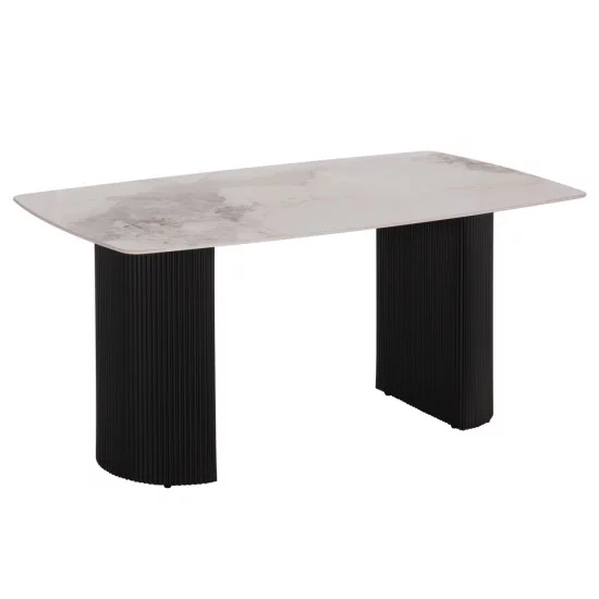 ΤΡΑΠΕΖΙ ΤΡΑΠΕΖΑΡΙΑΣ MINAO HM18418 MDF ΠΟΔΙΑ ΣΕ ΣΚΟΥΡΟ ΓΚΡΙ--ΚΕΡΑΜΙΚΟ TOP 160x90x75Υεκ