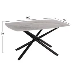 ΤΡΑΠΕΖΙ ΤΡΑΠΕΖΑΡΙΑΣ ISKA HM18420 ΚΕΡΑΜΙΚΟ TOP ΣΕ ΛΕΥΚΟ/ΚΑΦΕ ΜΑΡΜΑΡΟ 160x90x79Υεκ