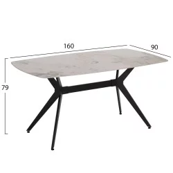 ΤΡΑΠΕΖΙ ΤΡΑΠΕΖΑΡΙΑΣ AIKA HM18421 ΚΕΡΑΜΙΚΟ TOP ΣΕ ΛΕΥΚΟ/ΧΡΥΣΟ ΜΑΡΜΑΡΟ 160x90x79Υεκ