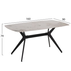 ΤΡΑΠΕΖΙ ΤΡΑΠΕΖΑΡΙΑΣ AIKA HM18421 ΚΕΡΑΜΙΚΟ TOP ΣΕ ΛΕΥΚΟ/ΧΡΥΣΟ ΜΑΡΜΑΡΟ 160x90x79Υεκ