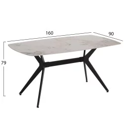 ΤΡΑΠΕΖΙ ΤΡΑΠΕΖΑΡΙΑΣ AIKA HM18421 ΚΕΡΑΜΙΚΟ TOP ΣΕ ΛΕΥΚΟ/ΧΡΥΣΟ ΜΑΡΜΑΡΟ 160x90x79Υεκ