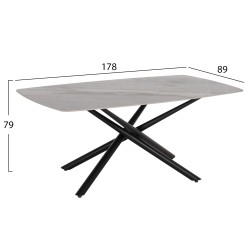 ΤΡΑΠΕΖΙ ΤΡΑΠΕΖΑΡΙΑΣ ISKA HM18423 ΚΕΡΑΜΙΚΟ TOP ΣΕ ΛΕΥΚΟ/ΚΑΦΕ ΜΑΡΜΑΡΟ 178x89x79Υεκ