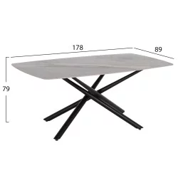 ΤΡΑΠΕΖΙ ΤΡΑΠΕΖΑΡΙΑΣ ISKA HM18423 ΚΕΡΑΜΙΚΟ TOP ΣΕ ΛΕΥΚΟ/ΚΑΦΕ ΜΑΡΜΑΡΟ 178x89x79Υεκ