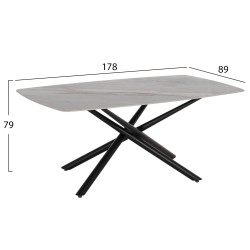ΤΡΑΠΕΖΙ ΤΡΑΠΕΖΑΡΙΑΣ ISKA HM18423 ΚΕΡΑΜΙΚΟ TOP ΣΕ ΛΕΥΚΟ/ΚΑΦΕ ΜΑΡΜΑΡΟ 178x89x79Υεκ