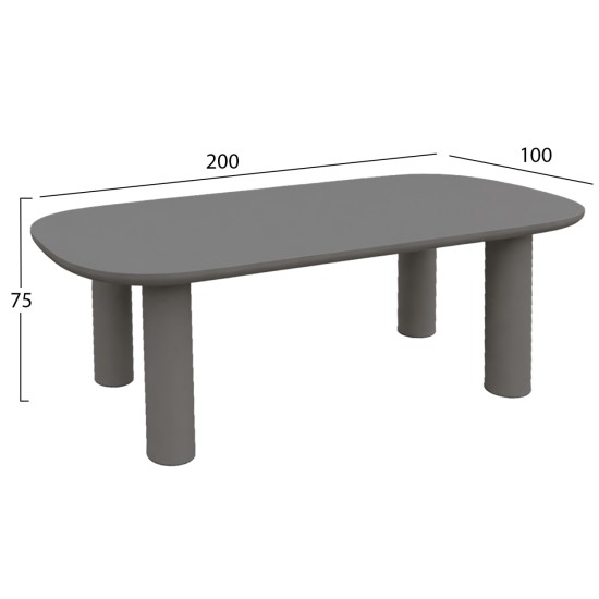 ΤΡΑΠΕΖΙ ΤΡΑΠΕΖΑΡΙΑΣ KIORA HM6597.01 ΓΚΡΙ FIBER CEMENT 200x100x75Υεκ