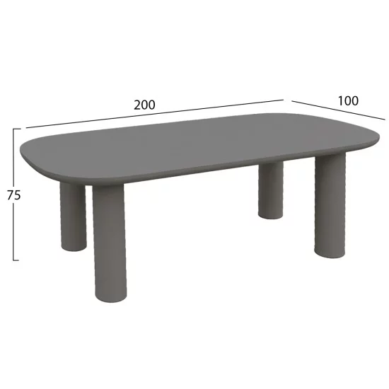 ΤΡΑΠΕΖΙ ΤΡΑΠΕΖΑΡΙΑΣ KIORA HM6597.01 ΓΚΡΙ FIBER CEMENT 200x100x75Υεκ