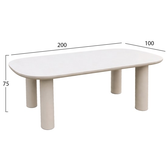 ΤΡΑΠΕΖΙ ΤΡΑΠΕΖΑΡΙΑΣ FIBER CEMENT KIORA HM6597.02 ΜΠΕΖ 200x100x75Υεκ