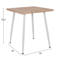 ΤΡΑΠΕΖΙ ΤΡΑΠΕΖΑΡΙΑΣ PALOMA HM8335.02, 70Χ70X76,5, SONOMA, ΛΕΥΚΑ ΠΟΔΙΑ
