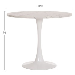 ΤΡΑΠΕΖΙ ΤΡΑΠΕΖΑΡΙΑΣ ROLLO HM9421.11 ΣΤΡΟΓΓΥΛΟ WHITE MARBLE Φ90x74Υεκ.