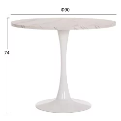 ΤΡΑΠΕΖΙ ΤΡΑΠΕΖΑΡΙΑΣ ROLLO HM9421.11 ΣΤΡΟΓΓΥΛΟ WHITE MARBLE Φ90x74Υεκ.