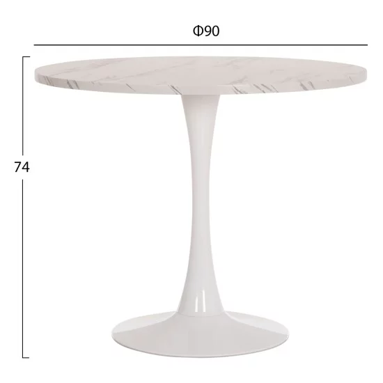 ΤΡΑΠΕΖΙ ΤΡΑΠΕΖΑΡΙΑΣ ROLLO HM9421.11 ΣΤΡΟΓΓΥΛΟ WHITE MARBLE Φ90x74Υεκ.