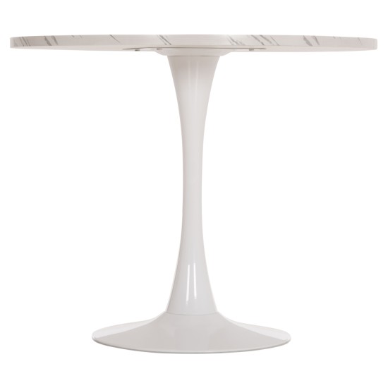 ΤΡΑΠΕΖΙ ΤΡΑΠΕΖΑΡΙΑΣ ROLLO HM9421.11 ΣΤΡΟΓΓΥΛΟ WHITE MARBLE Φ90x74Υεκ.