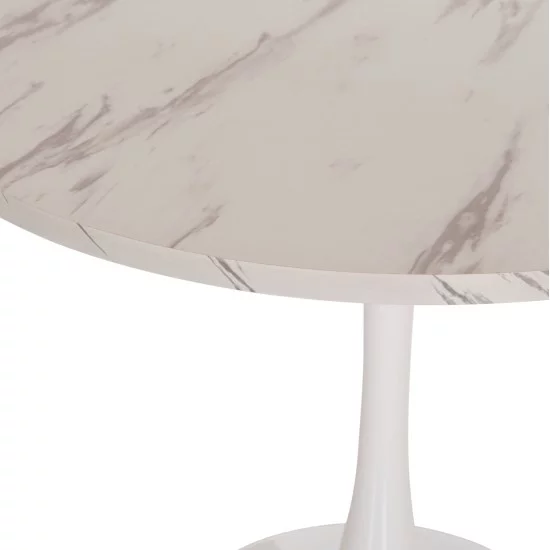 ΤΡΑΠΕΖΙ ΤΡΑΠΕΖΑΡΙΑΣ ROLLO HM9421.11 ΣΤΡΟΓΓΥΛΟ WHITE MARBLE Φ90x74Υεκ.