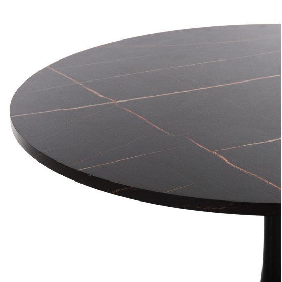 ΤΡΑΠΕΖΙ ΤΡΑΠΕΖΑΡΙΑΣ ROLLO HM9421.12 ΣΤΡΟΓΓΥΛΟ BLACK MARBLE Φ90x74Υεκ.