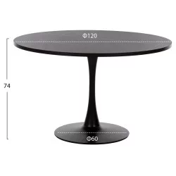 ΤΡΑΠΕΖΙ ΤΡΑΠΕΖΑΡΙΑΣ ROLLO HM9422.12 ΣΤΡΟΓΓΥΛΟ BLACK MARBLE Φ120x74Yεκ.