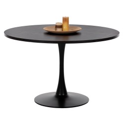 ΤΡΑΠΕΖΙ ΤΡΑΠΕΖΑΡΙΑΣ ROLLO HM9422.12 ΣΤΡΟΓΓΥΛΟ BLACK MARBLE Φ120x74Yεκ.