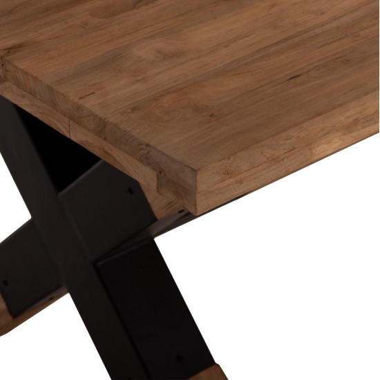 ΤΡΑΠΕΖΙ ΤΡΑΠΕΖΑΡΙΑΣ KATTE HM9557 ΜΑΣΙΦ ΞΥΛΟ ΤΕΑΚ-ΧΙΑΣΤΙ ΠΟΔΙΑ ΜΕ ΜΕΤΑΛΛΟ 250x100x78Υεκ.