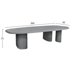 ΤΡΑΠΕΖΙ ΤΡΑΠΕΖΑΡΙΑΣ FIBER CEMENT ΟΒΑΛ GLEN HM6598.02 ΜΠΕΖ 260x95x75Υεκ