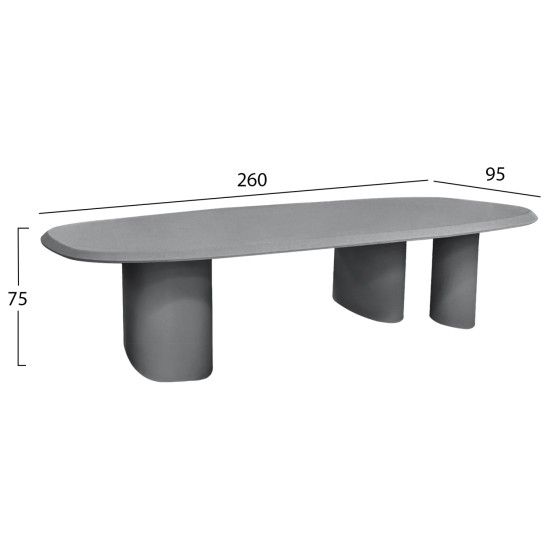 ΤΡΑΠΕΖΙ ΤΡΑΠΕΖΑΡΙΑΣ FIBER CEMENT ΟΒΑΛ GLEN HM6598.01 ΓΚΡΙ 260x95x75Υεκ
