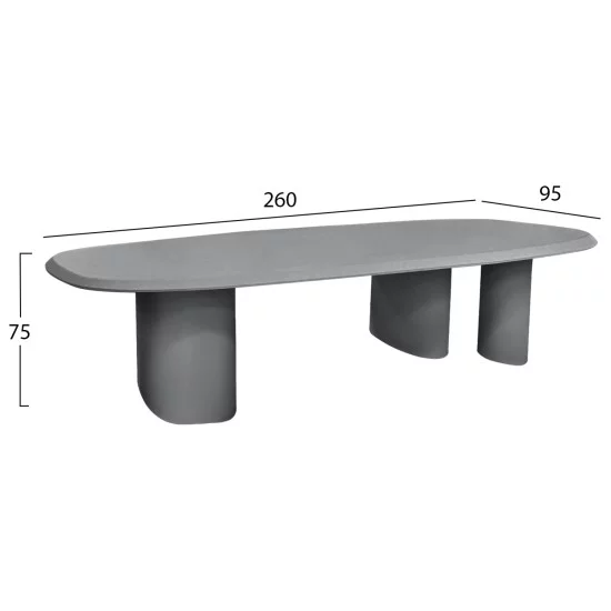 ΤΡΑΠΕΖΙ ΤΡΑΠΕΖΑΡΙΑΣ FIBER CEMENT ΟΒΑΛ GLEN HM6598.02 ΜΠΕΖ 260x95x75Υεκ