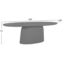 ΤΡΑΠΕΖΙ ΤΡΑΠΕΖΑΡΙΑΣ ΟΒΑΛ BRECCAN HM6577.01 ΓΚΡΙ FIBER CEMENT 240x100x75Υεκ.