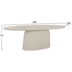 ΤΡΑΠΕΖΙ ΤΡΑΠΕΖΑΡΙΑΣ ΟΒΑΛ BRECCAN HM6577.02 ΜΠΕΖ FIBER CEMENT 240x100x75Υεκ.