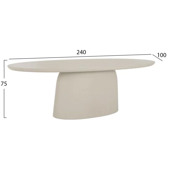 ΤΡΑΠΕΖΙ ΤΡΑΠΕΖΑΡΙΑΣ ΟΒΑΛ BRECCAN HM6577.02 ΜΠΕΖ FIBER CEMENT 240x100x75Υεκ.