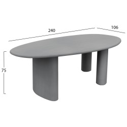 ΤΡΑΠΕΖΙ ΤΡΑΠΕΖΑΡΙΑΣ ΟΒΑΛ VOLPE HM6599.01 ΓΚΡΙ FIBER CEMENT 240x100x75Υεκ
