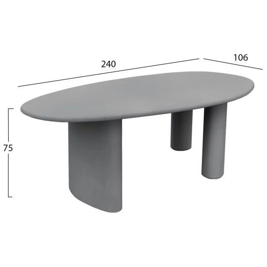 ΤΡΑΠΕΖΙ ΤΡΑΠΕΖΑΡΙΑΣ ΟΒΑΛ VOLPE HM6599.01 ΓΚΡΙ FIBER CEMENT 240x100x75Υεκ
