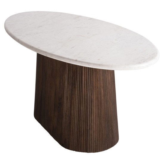 ΤΡΑΠΕΖΙ ΤΡΑΠΕΖΑΡΙΑΣ ΟΒΑΛ PURGER HM9715 ΜΑΣΙΦ MANGO-ΛΕΥΚΟ ΜΑΡΜΑΡΟ 180x89x76Υεκ.