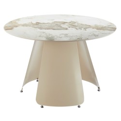 ΤΡΑΠΕΖΙ ΤΡΑΠΕΖΑΡΙΑΣ ΣΤΡΟΓΓΥΛΟ SEDAR HM18326 ΚΕΡΑΜΙΚΟ TOP--ΚΡΕΜ ΜΕΤΑΛ.ΠΟΔΙΑ Φ120x78Υ