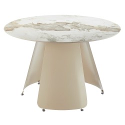 ΤΡΑΠΕΖΙ ΤΡΑΠΕΖΑΡΙΑΣ ΣΤΡΟΓΓΥΛΟ SEDAR HM18326 ΚΕΡΑΜΙΚΟ TOP--ΚΡΕΜ ΜΕΤΑΛ.ΠΟΔΙΑ Φ120x78Υ