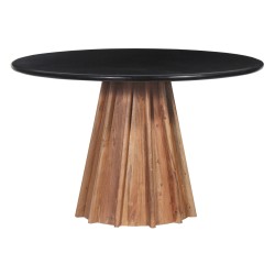 ΤΡΑΠΕΖΙ ΤΡΑΠΕΖΑΡΙΑΣ ΣΤΡΟΓΓΥΛΟ DRAXX HM9687 ΜΑΣΙΦ ΞΥΛΟ ΑΚΑΚΙΑΣ-ΕΠΙΦΑΝΕΙΑ ΜΑΥΡΟ ΜΑΡΜΑΡΟ Φ120x76Υεκ