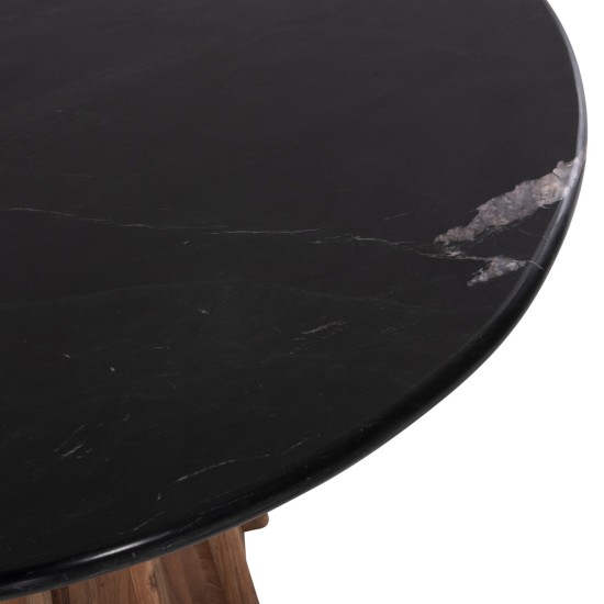 ΤΡΑΠΕΖΙ ΤΡΑΠΕΖΑΡΙΑΣ ΣΤΡΟΓΓΥΛΟ DRAXX HM9687 ΜΑΣΙΦ ΞΥΛΟ ΑΚΑΚΙΑΣ-ΕΠΙΦΑΝΕΙΑ ΜΑΥΡΟ ΜΑΡΜΑΡΟ Φ120x76Υεκ