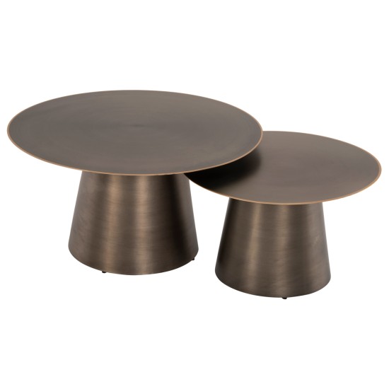 ΤΡΑΠΕΖIA ΣΑΛΟΝΙΟΥ 2ΤΜΧ NICKELY HM9667 ΜΕΤΑΛΛΟ ΣΕ ΑΣΗΜΙ ΜΑΤ Φ80x41Υ & Φ60x36Υ εκ.