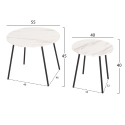 ΤΡΑΠΕΖΙΑ ΣΑΛΟΝΙΟΥ 2ΤΜΧ CUPPER HM9878.12 ΜΕΛΑΜΙΝΗ ΛΕΥΚΟ ΜΑΡΜΑΡΟ-ΜΑΥΡΟ ΜΕΤΑΛΛΟ