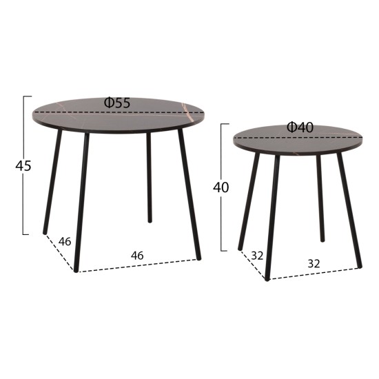 ΤΡΑΠΕΖΙΑ ΣΑΛΟΝΙΟΥ 2ΤΜΧ CUPPER HM9878.13 ΜΕΛΑΜΙΝΗ ΜΑΥΡΟ ΜΑΡΜΑΡΟ-ΜΑΥΡΟ ΜΕΤΑΛΛΟ