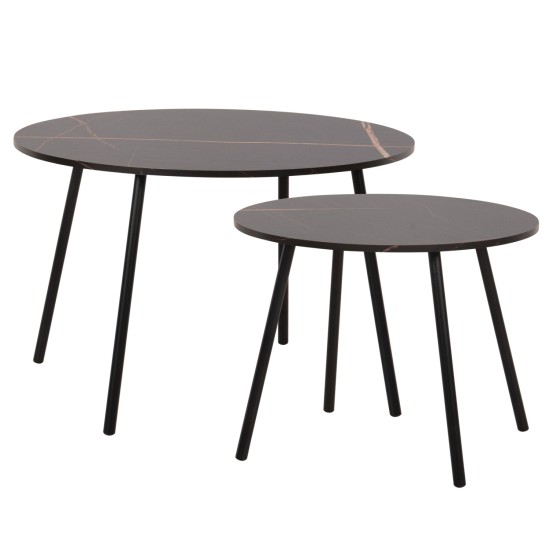 ΤΡΑΠΕΖΙΑ ΣΑΛΟΝΙΟΥ 2ΤΜΧ CUPPER HM9878.13 ΜΕΛΑΜΙΝΗ ΜΑΥΡΟ ΜΑΡΜΑΡΟ-ΜΑΥΡΟ ΜΕΤΑΛΛΟ