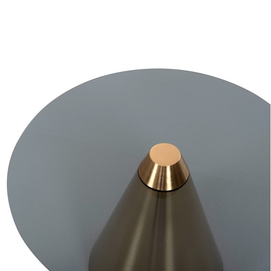 ΤΡΑΠΕΖΙA ΣΑΛΟΝΙΟΥ 2ΤΜΧ REBEN HM9919 ΜΕΤΑΛΛΟ ΧΡΥΣΟ-ΦΙΜΕ ΜΑΥΡΟ ΓΥΑΛΙ Φ80 & Φ60 εκ.