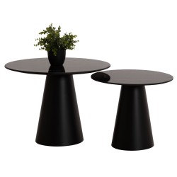 ΤΡΑΠΕΖΙA ΣΑΛΟΝΙΟΥ 2ΤΜΧ DIEN HM9926 ΜΕΤΑΛ.ΒΑΣΕΙΣ & ΚΕΡΑΜΙΚΟ TOP-ΜΑΥΡΟ Φ56.5 & Φ43.5 εκ.