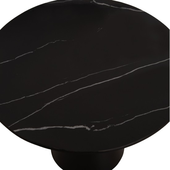 ΤΡΑΠΕΖΙA ΣΑΛΟΝΙΟΥ 2ΤΜΧ DIEN HM9926 ΜΕΤΑΛ.ΒΑΣΕΙΣ & ΚΕΡΑΜΙΚΟ TOP-ΜΑΥΡΟ Φ56.5 & Φ43.5 εκ.