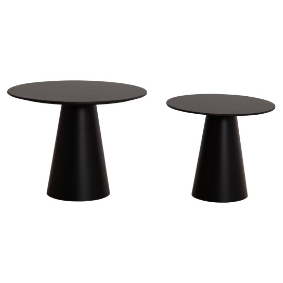 ΤΡΑΠΕΖΙA ΣΑΛΟΝΙΟΥ 2ΤΜΧ DIEN HM9926 ΜΕΤΑΛ.ΒΑΣΕΙΣ & ΚΕΡΑΜΙΚΟ TOP-ΜΑΥΡΟ Φ56.5 & Φ43.5 εκ.