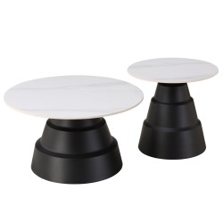 ΤΡΑΠΕΖΙΑ ΣΑΛΟΝΙΟΥ LIDOK HM18261.01 ΚΕΡΑΜΙΚΑ TOP ΟΨΗ ΛΕΥΚΟΥ ΜΑΡΜΑΡΟΥ Φ50εκ & Φ70εκ