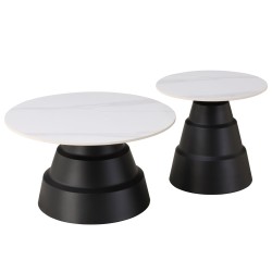 ΤΡΑΠΕΖΙΑ ΣΑΛΟΝΙΟΥ LIDOK HM18261.01 ΚΕΡΑΜΙΚΑ TOP ΟΨΗ ΛΕΥΚΟΥ ΜΑΡΜΑΡΟΥ Φ50εκ & Φ70εκ